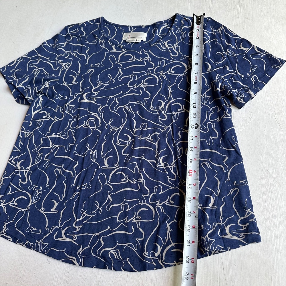 Anthropologie Blue Bunny Novelty Print Weekend Tee - Picture 6 of 9